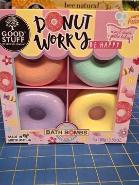 Good Stuff "Donut Worry" Bath Bomb Set - Pastel Rainbow New Sealed Box
